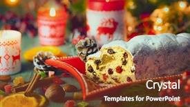  Presentation with christmas hamper gift traditional - Audience pleasing PPT theme consisting of christmas cake stollen with marzipan backdrop and a tawny brown colored foreground