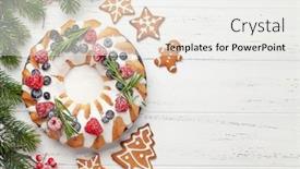  Presentation with cookies christmas - Audience pleasing slide set consisting of christmas-cake-with-berries backdrop and a sky blue colored foreground