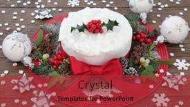  Presentation with christmas holly - Beautiful theme featuring christmas-cake-with-holly-bauble backdrop and a red colored foreground