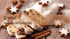  Presentation with cake - Beautiful slides featuring christmas cake backdrop and a coral colored foreground