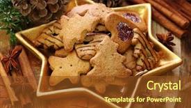  Presentation with delicious christmas cookies - Presentation theme having christmas cakes on brown background background and a tawny brown colored foreground