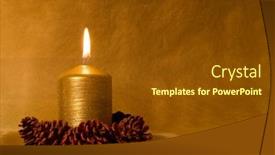  Presentation with golden light - Audience pleasing presentation theme consisting of christmas candle burning in golden light with pine cones backdrop and a tawny brown colored foreground