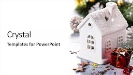  Presentation with candle christmas - Colorful theme enhanced with christmas candle house and decorations backdrop and a white colored foreground