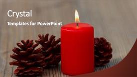  Presentation with candle christmas - Cool new PPT theme with christmas candle in red decoration backdrop and a gray colored foreground