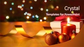  Presentation with candle christmas - Theme featuring christmas candle with bulbs background and a wine colored foreground