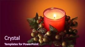  Presentation with candle christmas - PPT layouts enhanced with christmas-candle-with-holly-berries background and a wine colored foreground