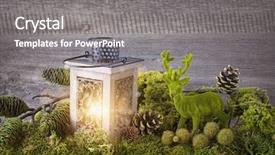  Presentation with decoration - Beautiful presentation design featuring christmas candles - autumn decoration over a wooden backdrop and a gray colored foreground