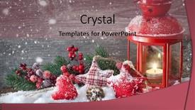  Presentation with lantern - Amazing presentation theme having christmas candles - burning lantern in the snow backdrop and a coral colored foreground