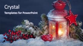  Presentation with lantern - Beautiful presentation theme featuring christmas candles - burning lantern in the snow backdrop and a ocean colored foreground