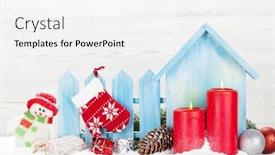  Presentation with christmas candles - Cool new presentation theme with christmas candles snowman toy decor and fir tree branch xmas greeting card with space for your greetings backdrop and a white colored foreground