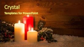  Presentation with christmas candles - Audience pleasing presentation theme consisting of christmas candles with holly backdrop and a tawny brown colored foreground