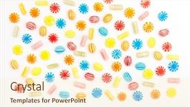 Presentation with color - Beautiful presentation theme featuring christmas candy - many different color candies backdrop and a cream colored foreground