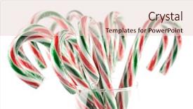  Presentation with cane - PPT theme having christmas candy cane in isolated background and a lemonade colored foreground