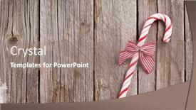  Presentation with cane - Slides consisting of christmas-candy-cane-on-wooden background and a gray colored foreground