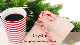  Presentation with candy canes - Cool new slide deck with christmas candy canes cup with hot drink and letters for santa isolated on white backdrop and a lemonade colored foreground