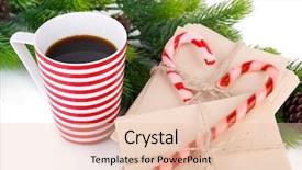  Presentation with christmas candy - Cool new slides with christmas candy canes cup with hot drink and letters for santa isolated on white backdrop and a lemonade colored foreground