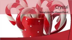  Presentation with candy canes - PPT layouts with christmas candy canes in cup background and a coral colored foreground