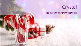 Presentation with candy canes - Cool new slide set with christmas candy canes in glass on table on light background backdrop and a pink colored foreground