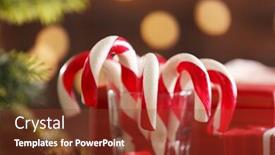  Presentation with candy canes - Slide deck featuring christmas candy canes in glass with christmas decoration on table on bright background background and a tawny brown colored foreground
