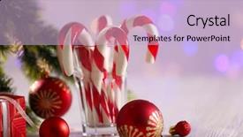  Presentation with candy canes - Presentation theme featuring christmas candy canes in glass on table on light background background and a lemonade colored foreground