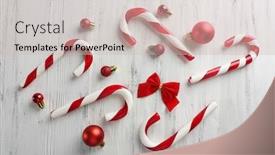  Presentation with christmas candy - Slide deck consisting of christmas candy canes on table background and a soft green colored foreground