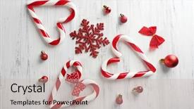  Presentation with candy canes - Amazing slide set having christmas candy canes on table backdrop and a soft green colored foreground