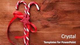  Presentation with christmas candy - Slide set featuring christmas candy canes on wooden background background and a tawny brown colored foreground