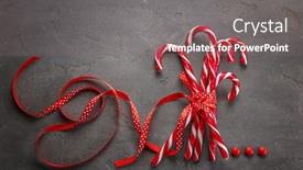  Presentation with candy canes - Presentation design with christmas-candy-canes-tied background and a gray colored foreground