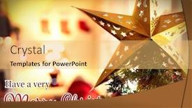  Presentation with christmas card - Cool new presentation design with christmas card against christmas tree at home at christmas time backdrop and a yellow colored foreground