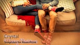  Presentation with christmas card - Audience pleasing presentation design consisting of christmas card against couple at home at christmas time backdrop and a red colored foreground