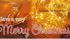  Presentation with cutlery - Slide deck enhanced with christmas card against plate and cutlery with christmas decoration background and a gold colored foreground