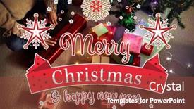  Presentation with christmas card - Cool new slide set with christmas card against woman at home at christmas time backdrop and a tawny brown colored foreground