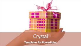  Presentation with christmas card - Slides consisting of christmas card business - gift in woman hand studio background and a  colored foreground