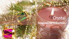  Presentation with candle christmas - Amazing PPT theme having christmas card candle and decoration backdrop and a coral colored foreground
