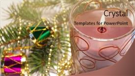  Presentation with candle christmas - Beautiful presentation design featuring thorh flame - christmas card candle and decoration backdrop and a coral colored foreground