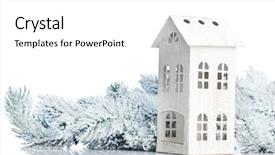 Presentation with festive - Presentation theme having christmas card new - two-storied house on a festive background and a white colored foreground