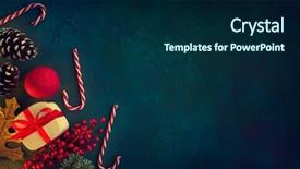  Presentation with christmas card - PPT theme featuring christmas card on blue green background and a navy blue colored foreground