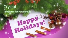  Presentation with christmas card - Colorful presentation enhanced with christmas card on purple background backdrop and a tawny brown colored foreground