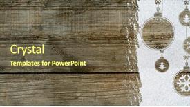  Presentation with new year card - Slides with christmas card or new year background made of decorative balls handwritten on snow and wooden table background and a tawny brown colored foreground