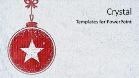  Presentation with new year card - Amazing theme having christmas card or new year background made of decorative ball symbol handwritten on snow and red craft paper backdrop and a white colored foreground