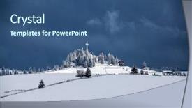  Presentation with mountain snow - Beautiful theme featuring christmas card town - fairy winter landscape backdrop and a ocean colored foreground