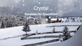  Presentation with mountain snow - Amazing slides having christmas card town - fairy winter landscape backdrop and a  colored foreground