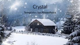  Presentation with mountain snow - Slides with christmas card town - fairy winter landscape background and a  colored foreground