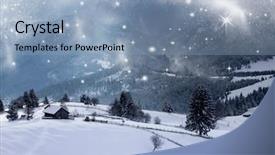  Presentation with sugarcane fields mountains landscape nature - Cool new PPT theme with christmas card town - fairy winter landscape backdrop and a  colored foreground