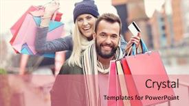  Presentation with big city love - Cool new PPT theme with christmas card town - happy couple shopping backdrop and a  colored foreground
