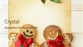  Presentation with christmas card - PPT theme consisting of christmas card with a ginger-bread background and a cream colored foreground