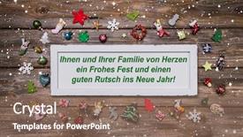  Presentation with new year card - Amazing slides having christmas card with colorful decoration backdrop and a violet colored foreground