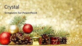  Presentation with christmas balls disco ball - Beautiful presentation theme featuring christmas card with fir balls backdrop and a blonde colored foreground