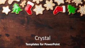  Presentation with gingerbread - Slide deck consisting of christmas card with gingerbread cookies on wooden table top view with space for your greetings background and a wine colored foreground
