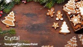  Presentation with christmas card - PPT layouts enhanced with christmas-card-with-gingerbread-cookies background and a tawny brown colored foreground